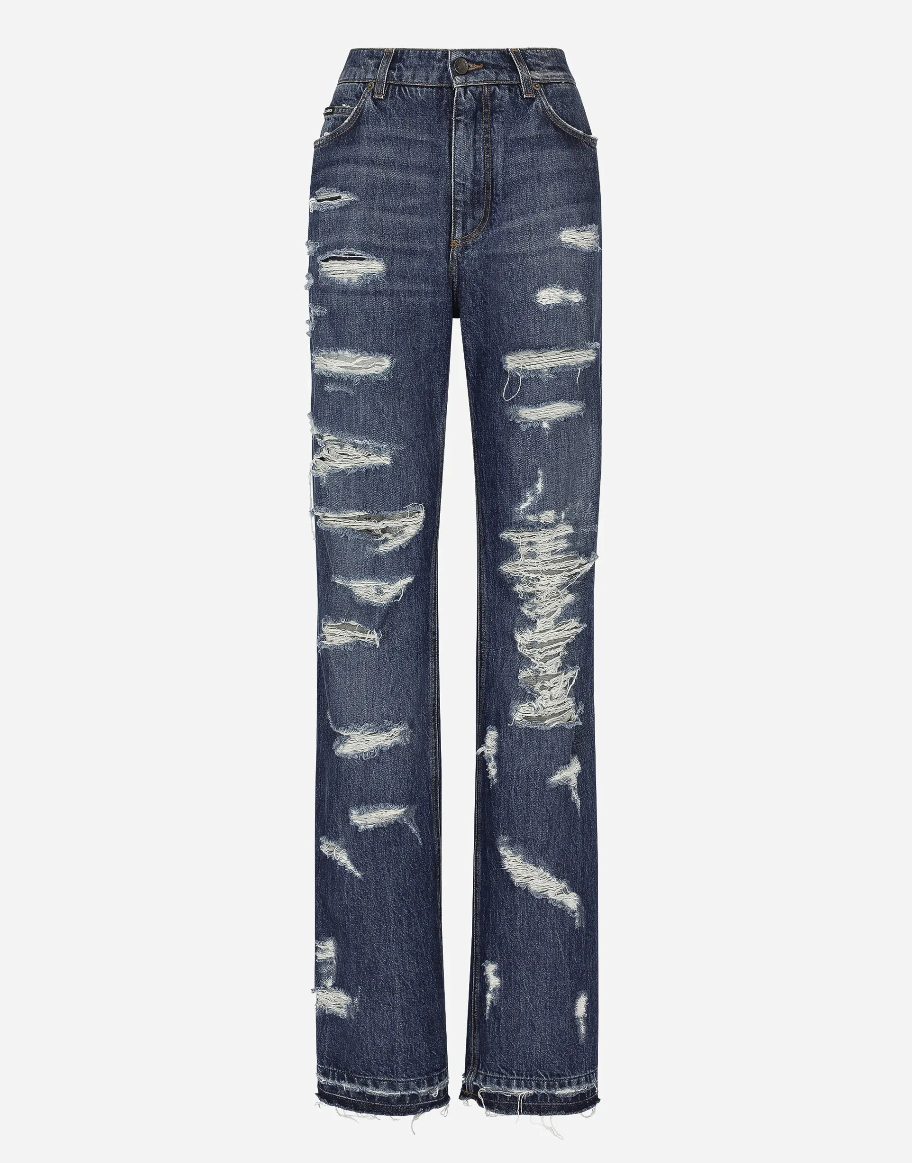 Denim jeans with rips
