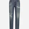 Denim jeans with rips