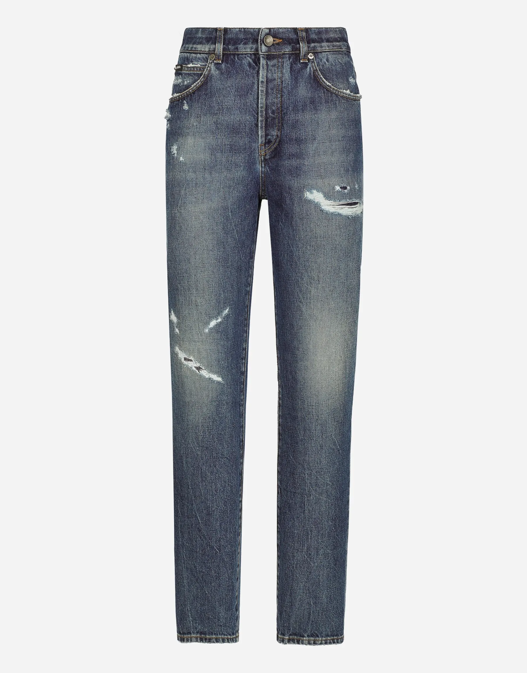 Denim jeans with rips