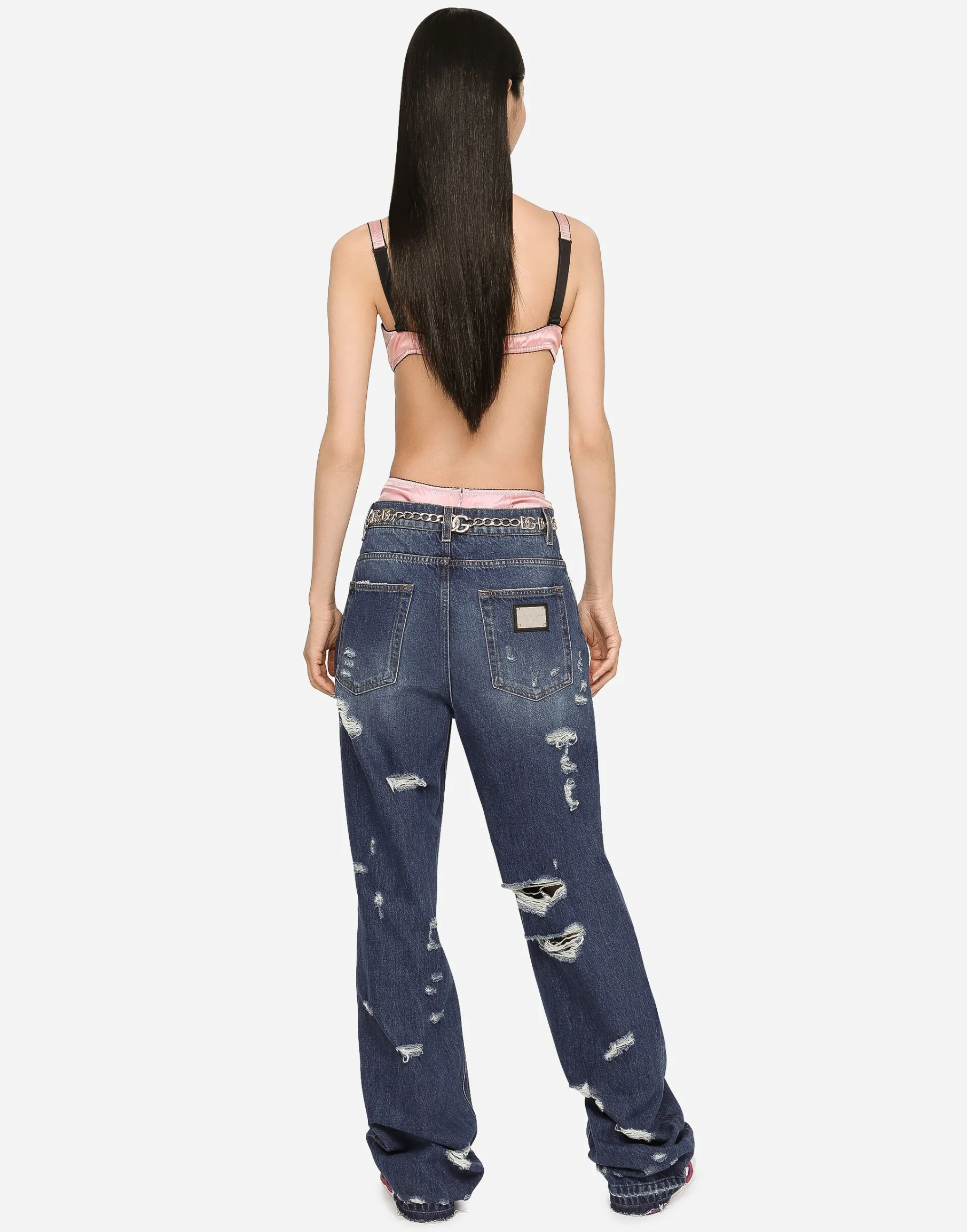 Denim jeans with rips