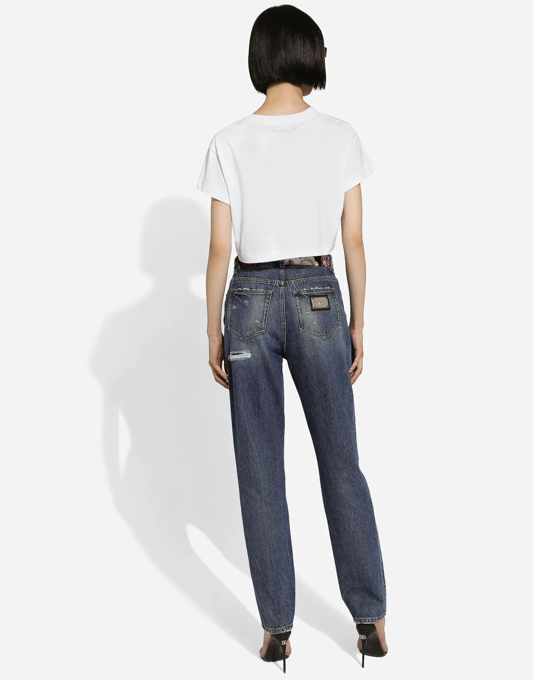 Denim jeans with rips