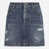 Denim mini skirt with rips