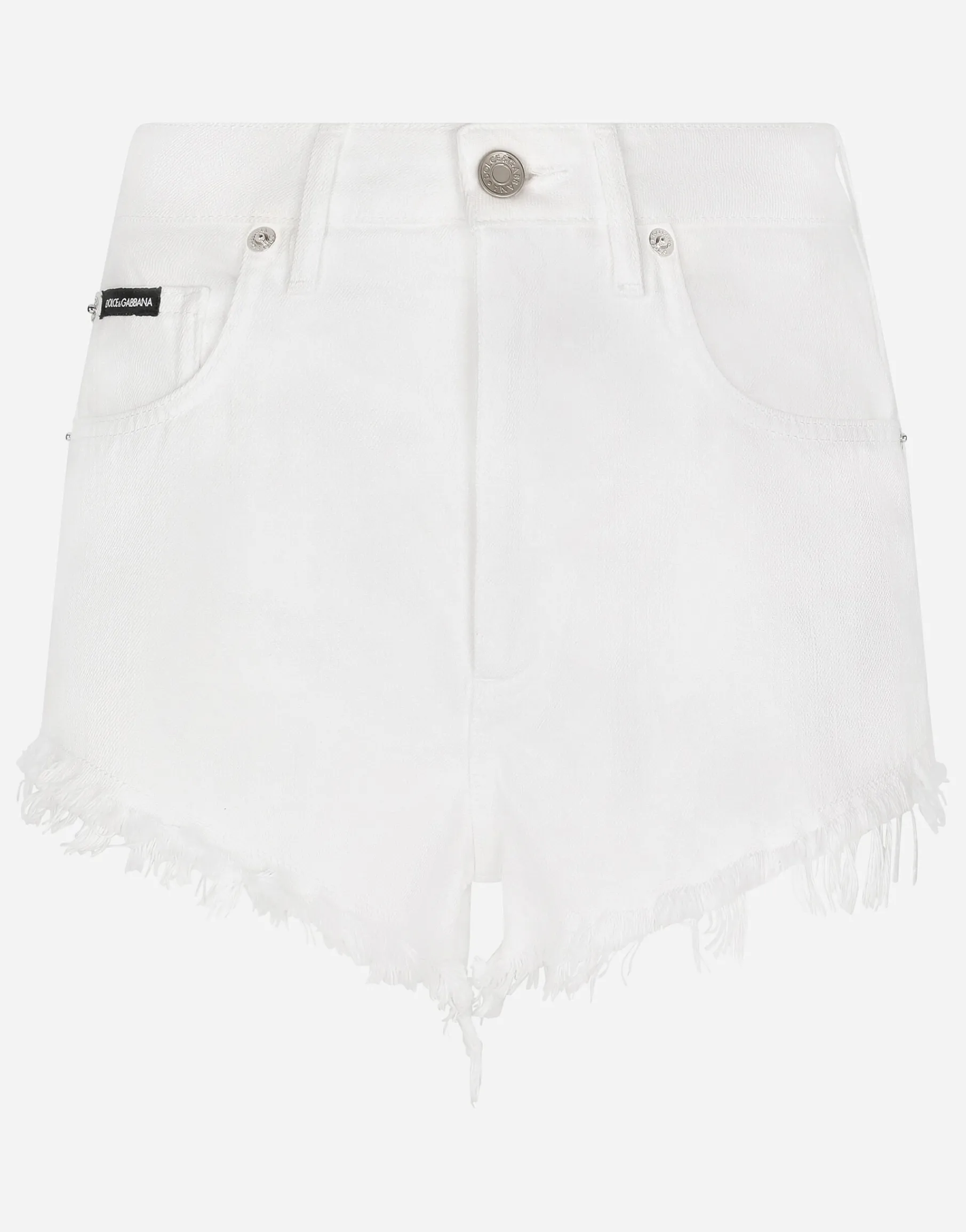 Denim shorts with ripped details and abrasions