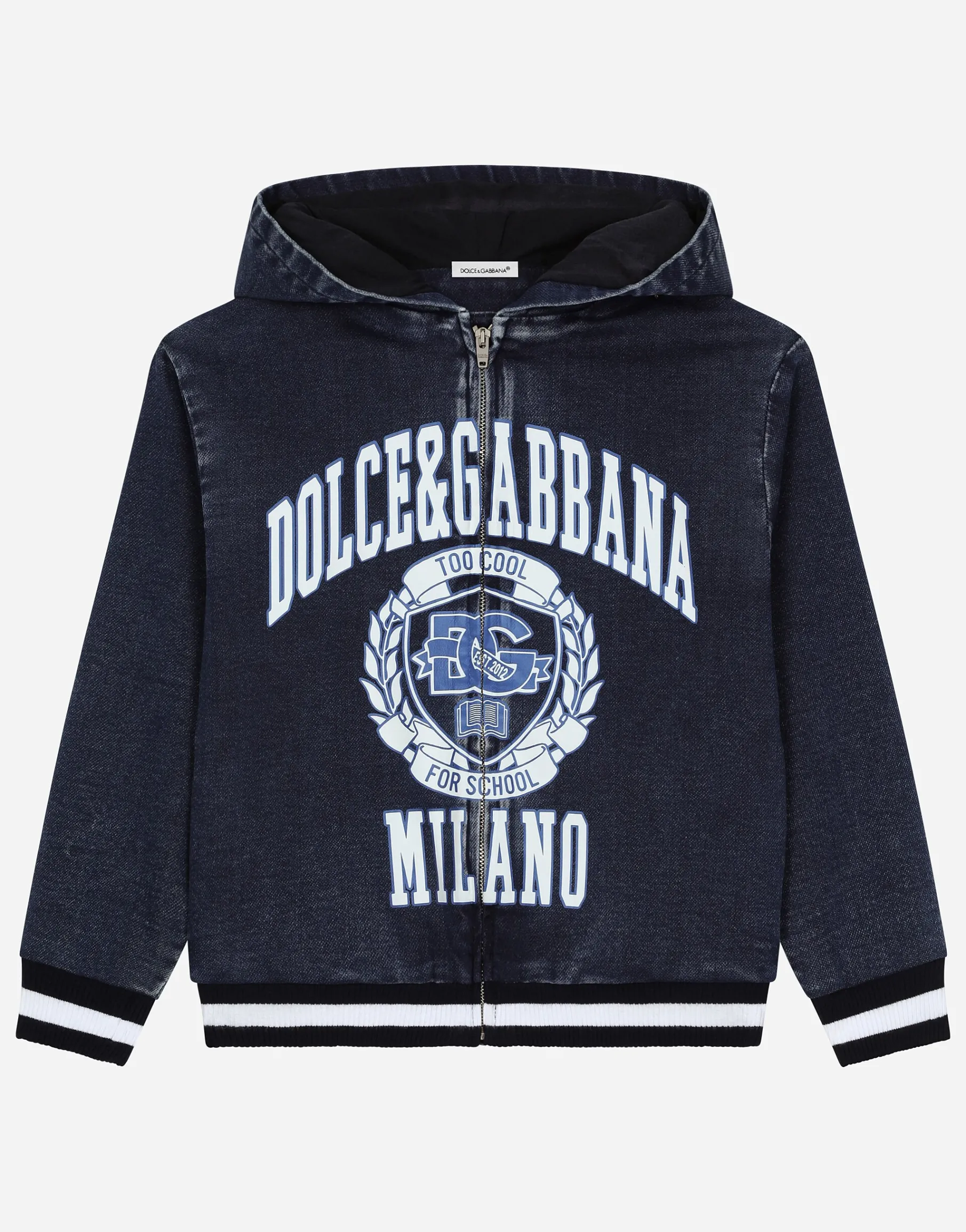 Denim-look jersey hoodie with Dolce&Gabbana logo