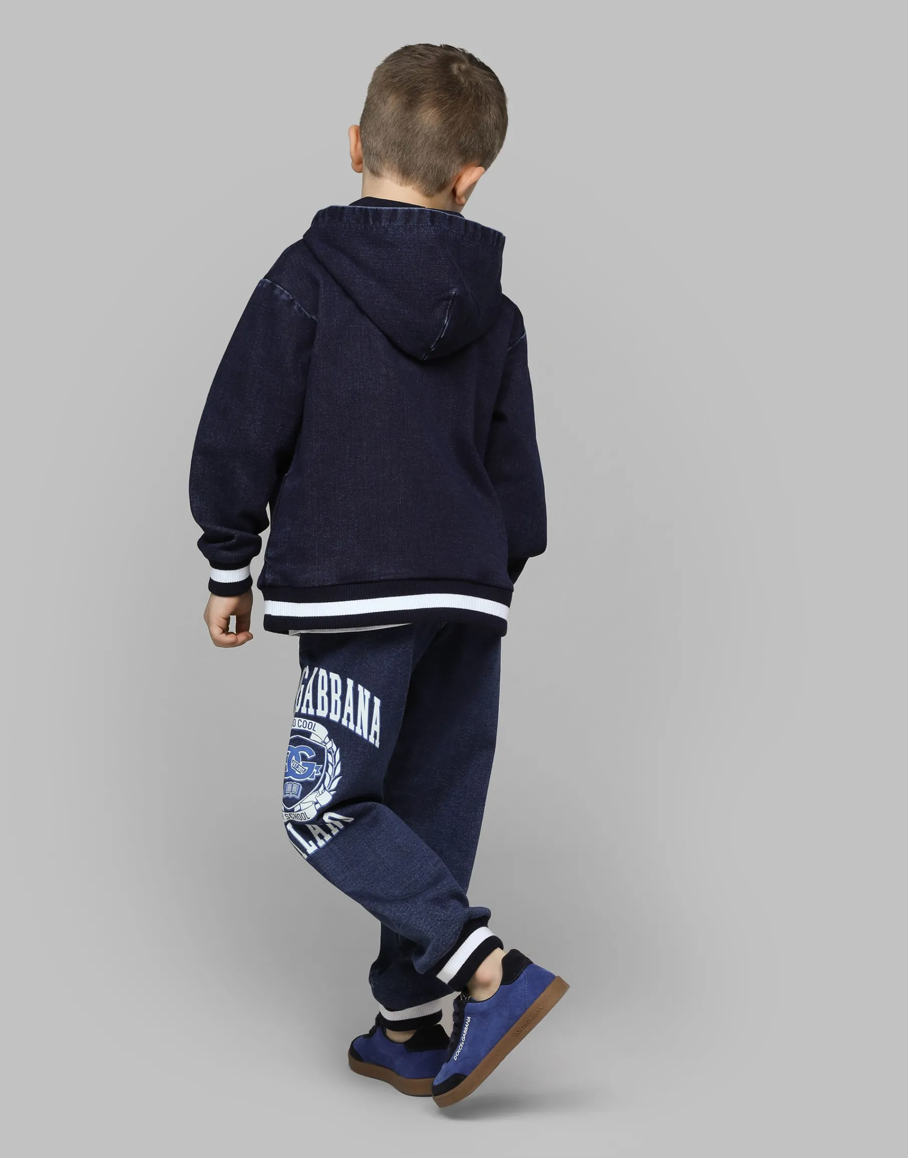 Denim-look jersey hoodie with Dolce&Gabbana logo