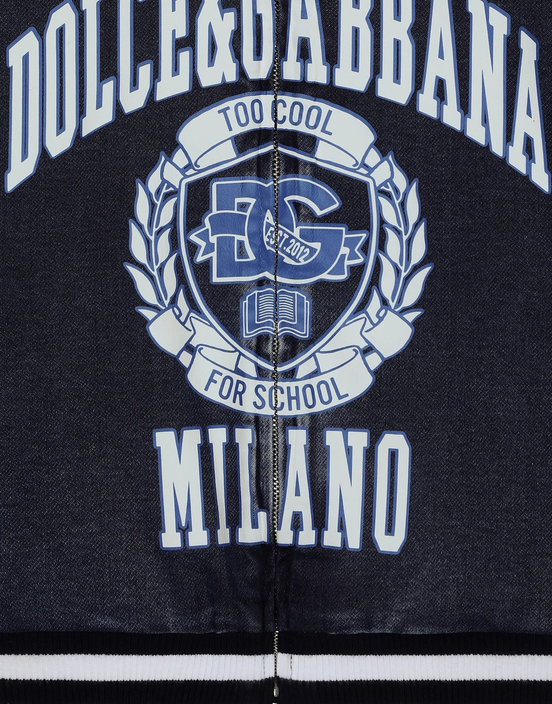 Denim-look jersey hoodie with Dolce&Gabbana logo