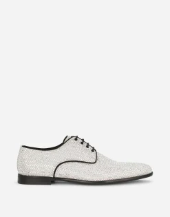 Derby shoes with fusible rhinestones