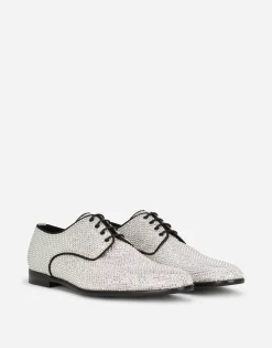 Derby shoes with fusible rhinestones