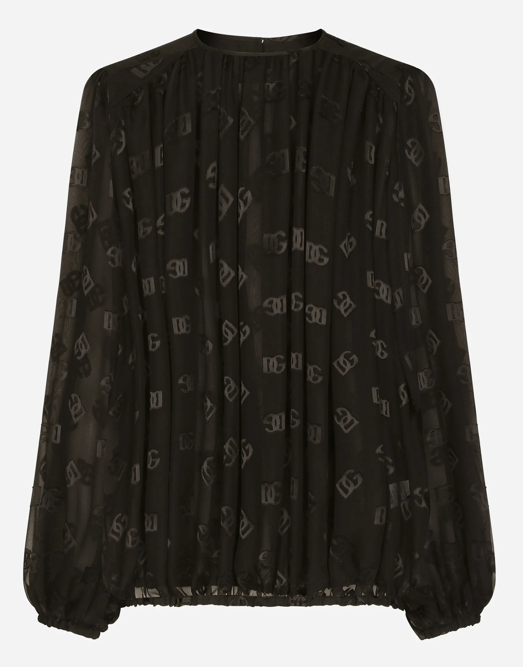 Devoré satin blouse with all-over DG logo