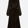 Devoré satin dress with all-over DG logo