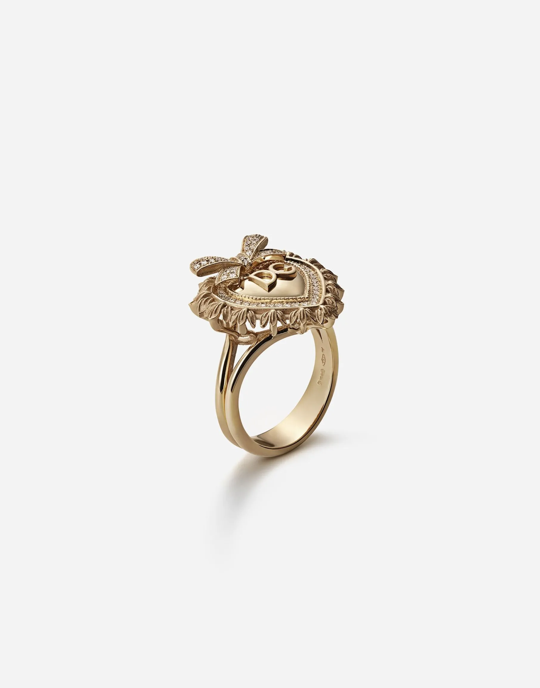 Devotion ring in yellow gold with diamonds