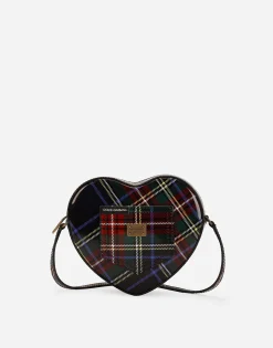 DG Girlie Heart bag in tartan-print polished calfskin