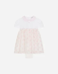 DG logo-print tulle and jersey dress