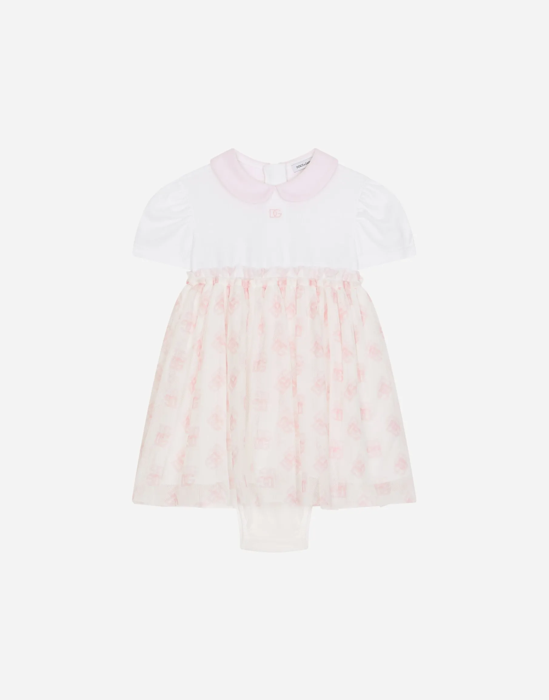 DG logo-print tulle and jersey dress