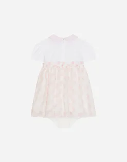 DG logo-print tulle and jersey dress