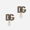 DG-logo earrings with colorful rhinestones and pearls