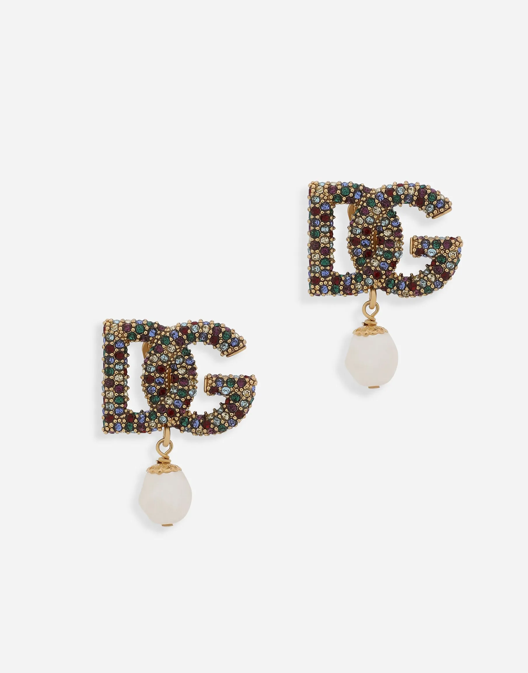 DG-logo earrings with colorful rhinestones and pearls