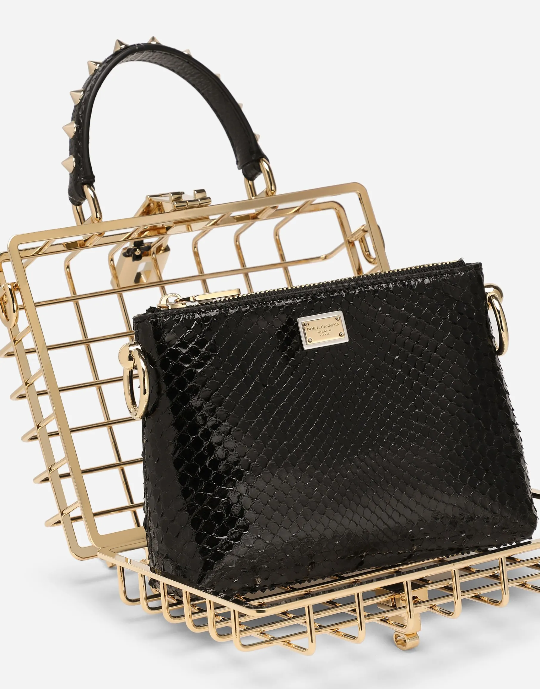 Dolce Box bag in metal and ayers