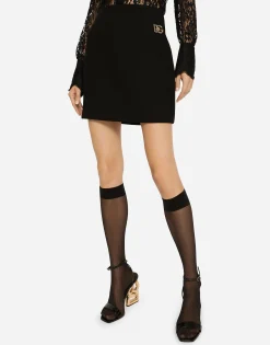 Double crepe miniskirt with DG embellishment