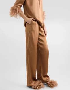 Double silk satin pajama pants