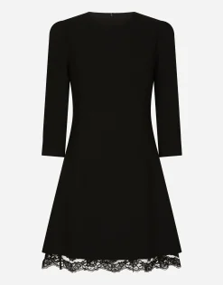 Double wool crepe short dress
