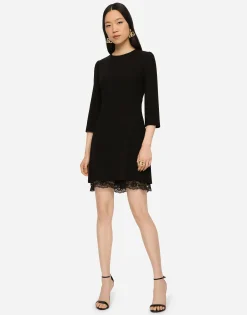 Double wool crepe short dress