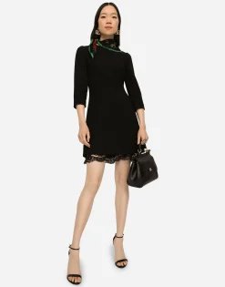 Double wool crepe short dress