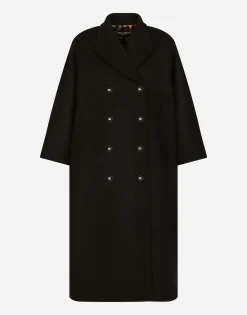 Double-breasted baize coat