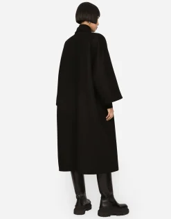 Double-breasted baize coat