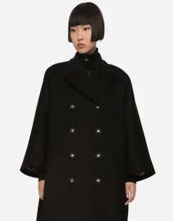 Double-breasted baize coat