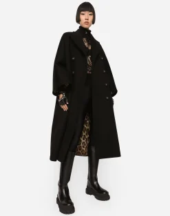 Double-breasted baize coat