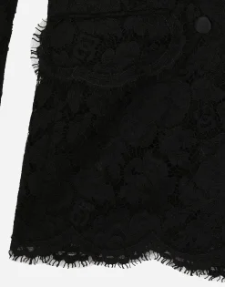 Double-breasted branded floral cordonetto lace Turlington-fit jacket