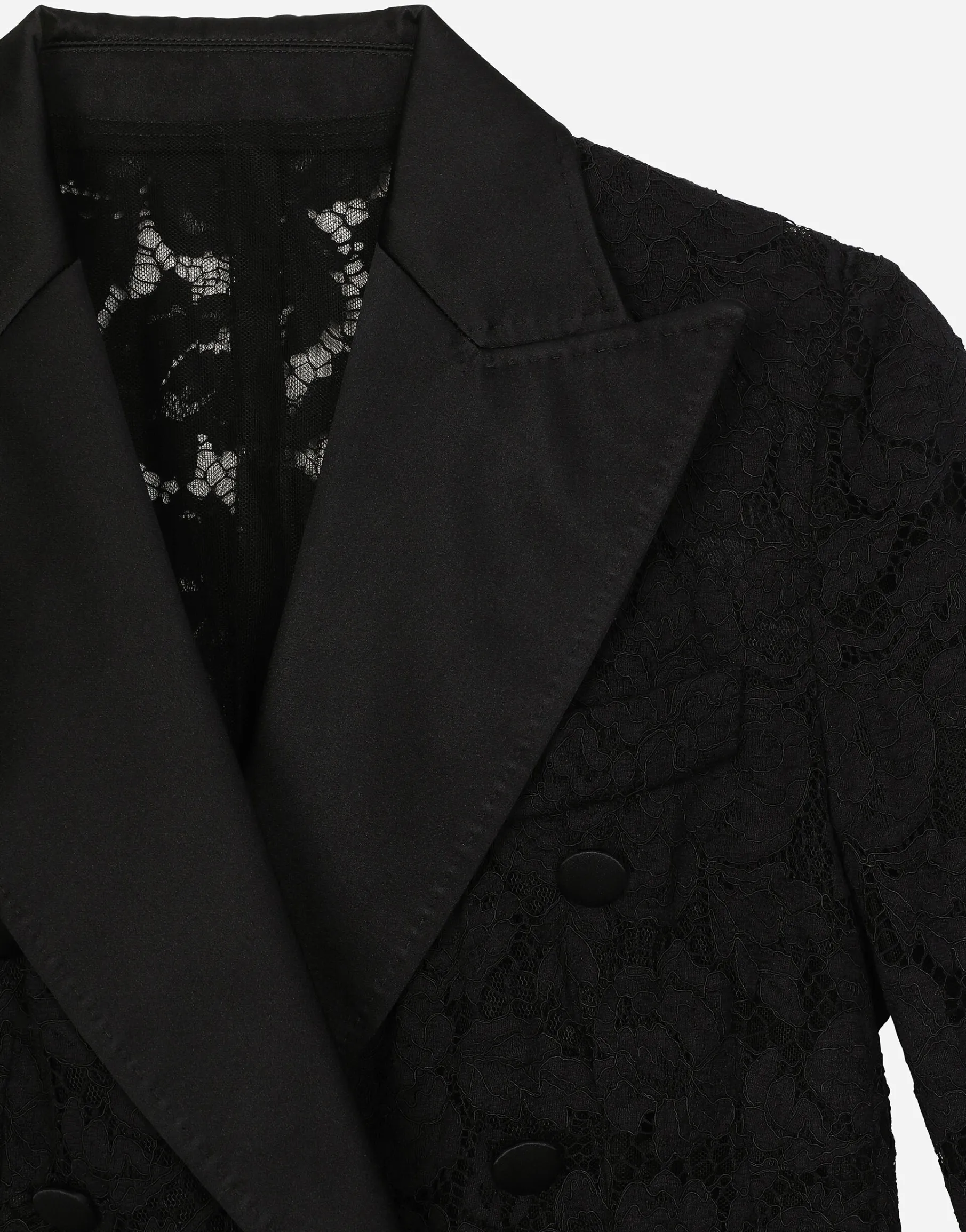 Double-breasted branded floral cordonetto lace Turlington-fit jacket
