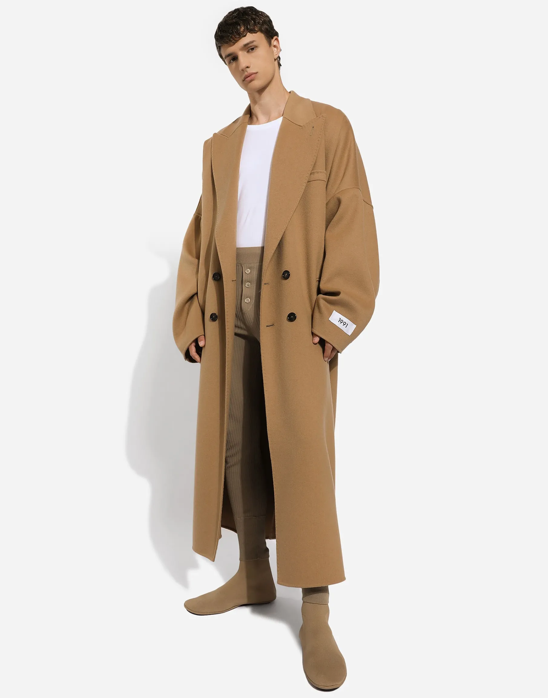 Double-breasted double cashmere coat