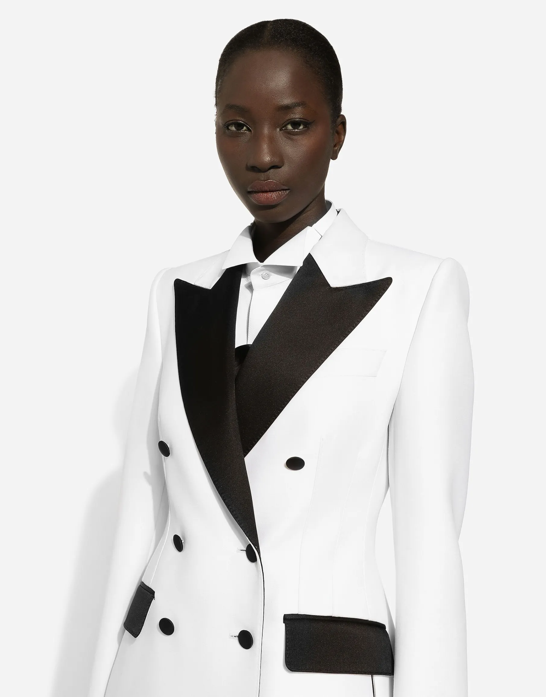 Double-breasted faille Turlington tuxedo blazer