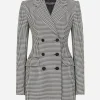 Double-breasted houndstooth jacket