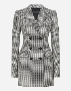 Double-breasted houndstooth jacket