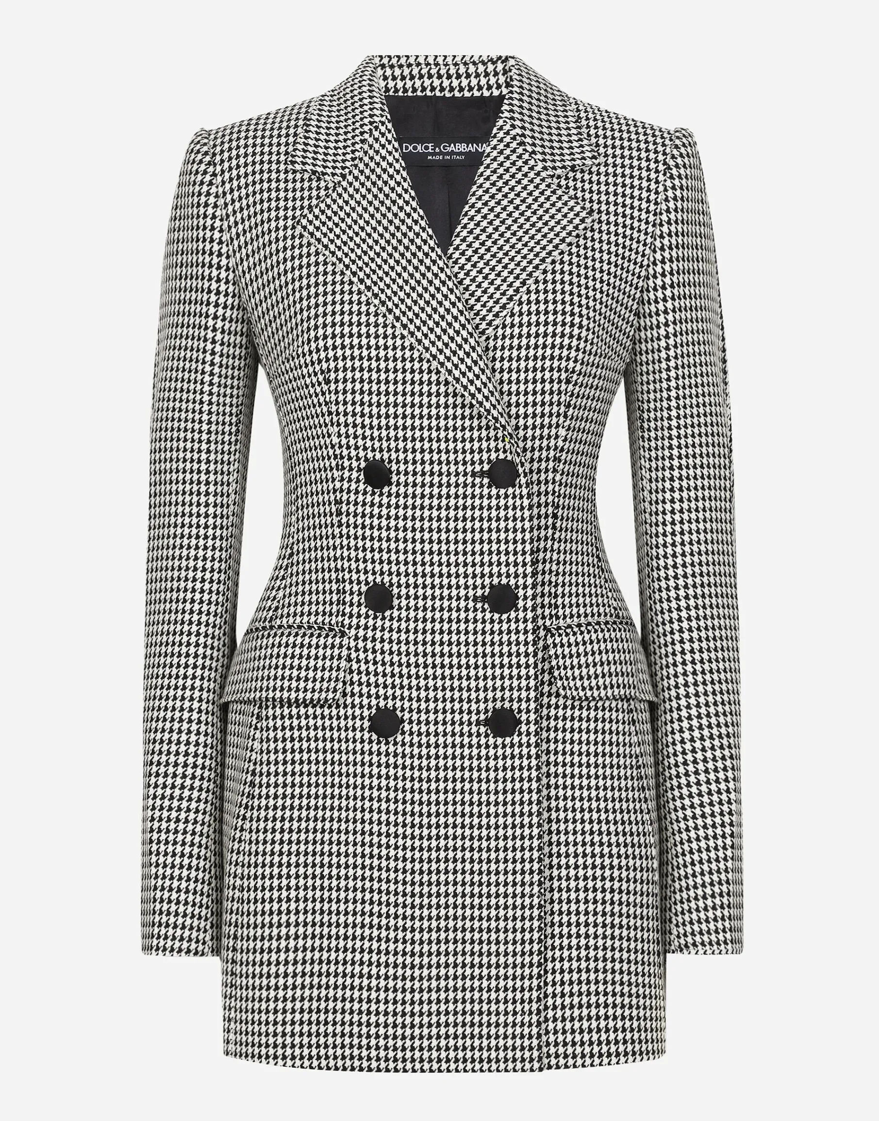 Double-breasted houndstooth jacket