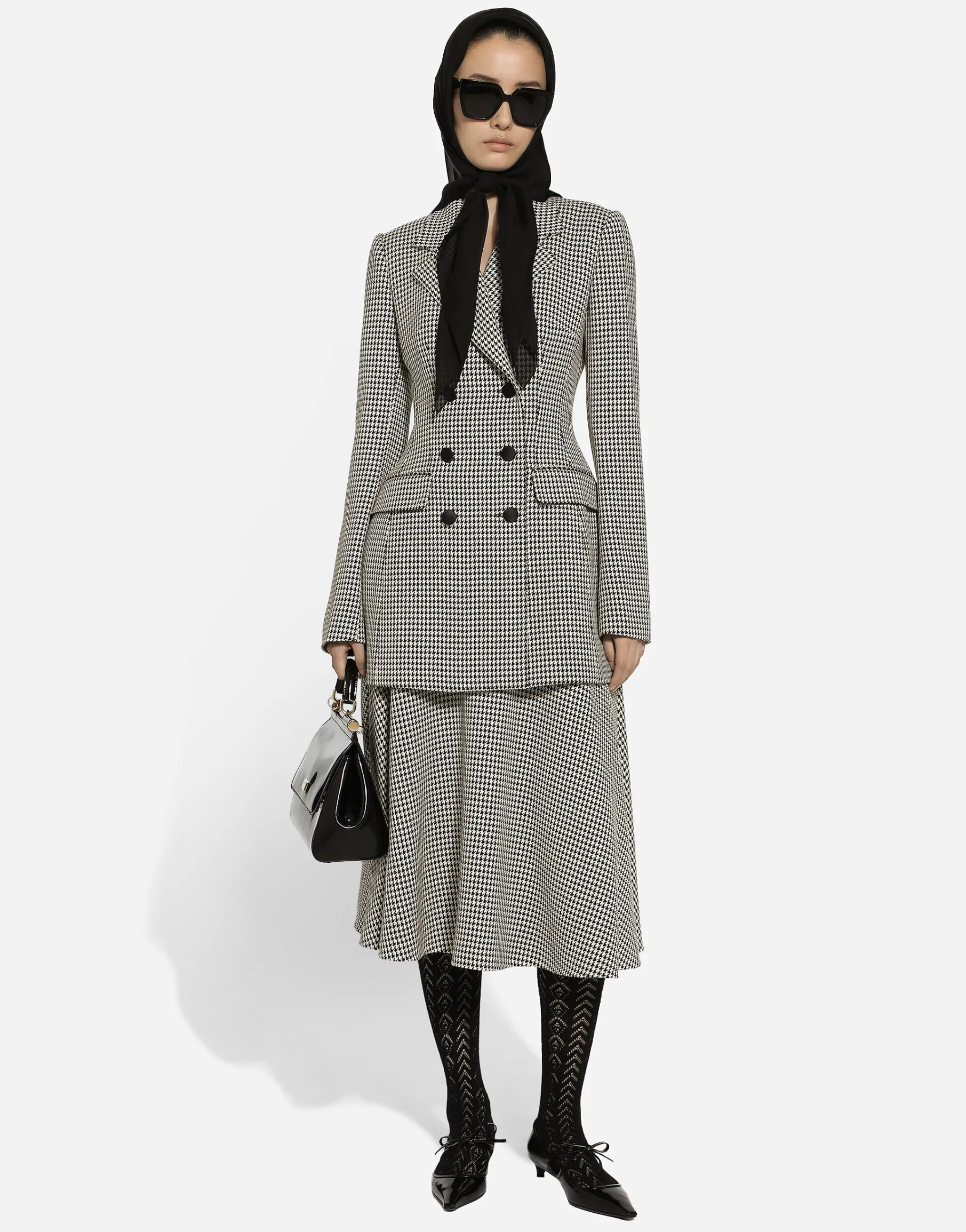 Double-breasted houndstooth jacket