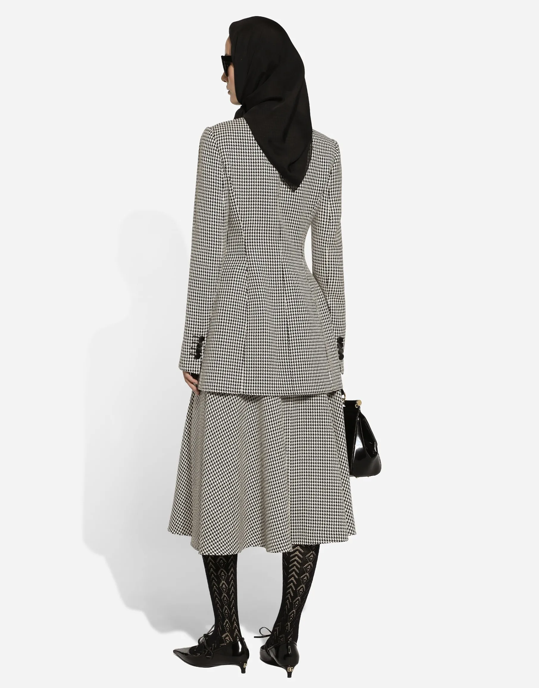 Double-breasted houndstooth jacket