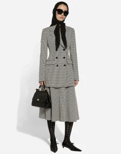 Double-breasted houndstooth jacket