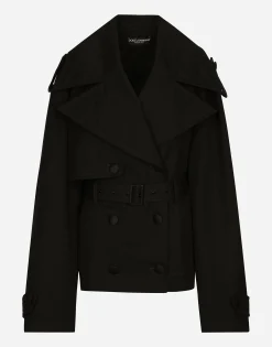 Double-breasted jacket with cotton belt