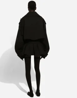 Double-breasted jacket with cotton belt