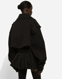 Double-breasted jacket with cotton belt