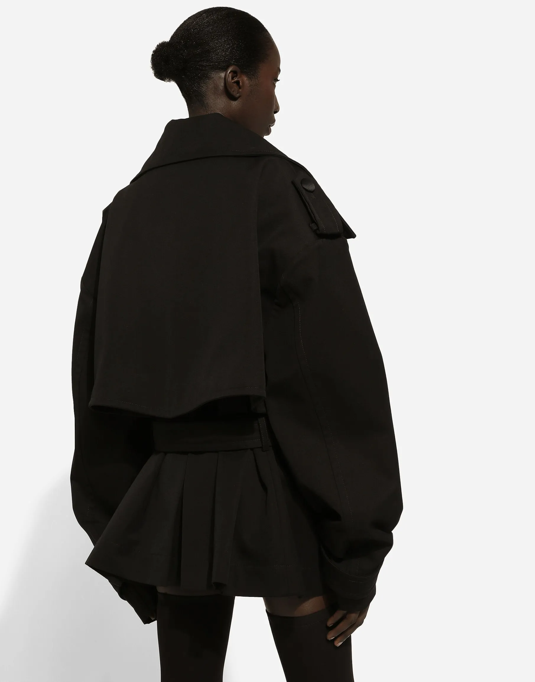 Double-breasted jacket with cotton belt