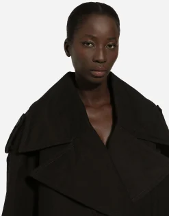 Double-breasted jacket with cotton belt