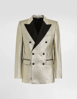 Double-breasted lamé jacquard tuxedo jacket