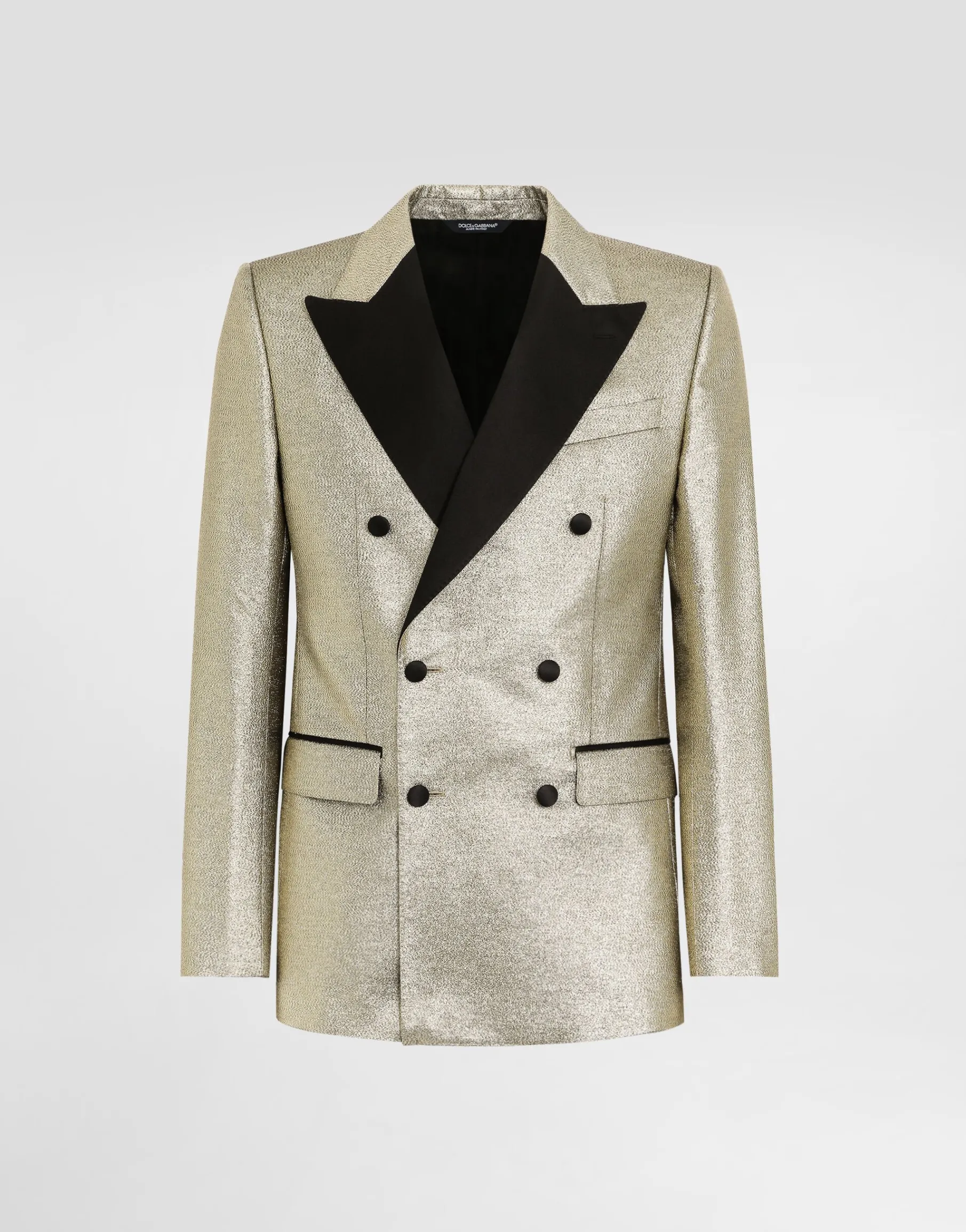 Double-breasted lamé jacquard tuxedo jacket