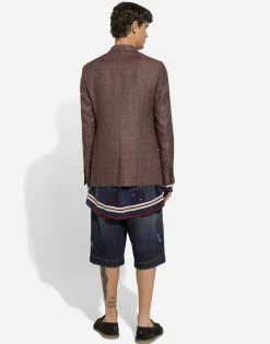Double-breasted linen-blend Taormina-fit jacket