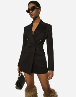 Double-breasted Milano rib jacket